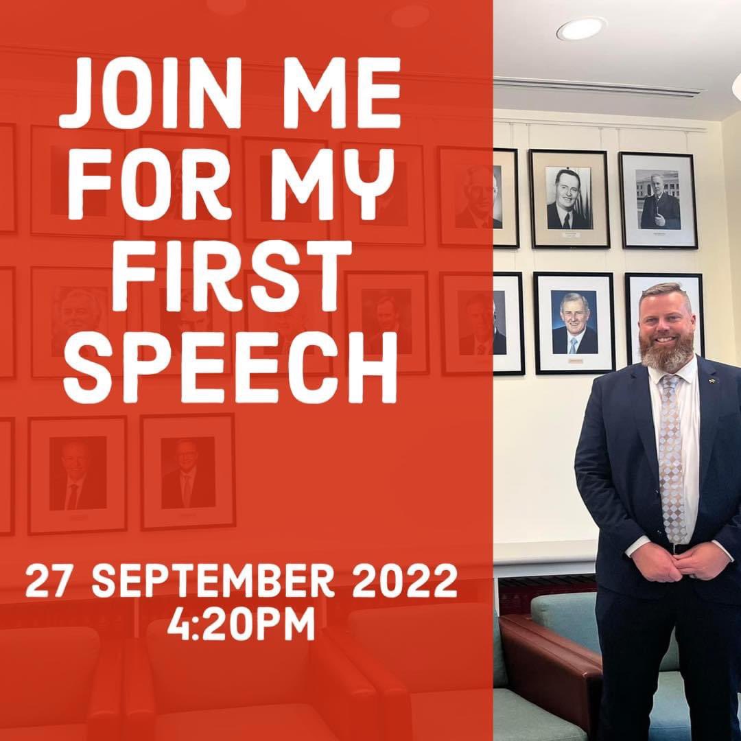 DanRepacholi's tweet photo. Tomorrow I deliver my first speech to the Parliament.
Join me from around 4:20pm online at https://t.co/Z4zgNT8c21
#memberforhunter #firstspeech #auspol https://t.co/Gklc72DTuy