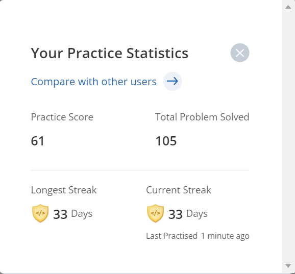 VIDHi477's tweet photo. #33Days
#CurrentStreak
#CodeChef
#Java https://t.co/u4hUAQcQrZ