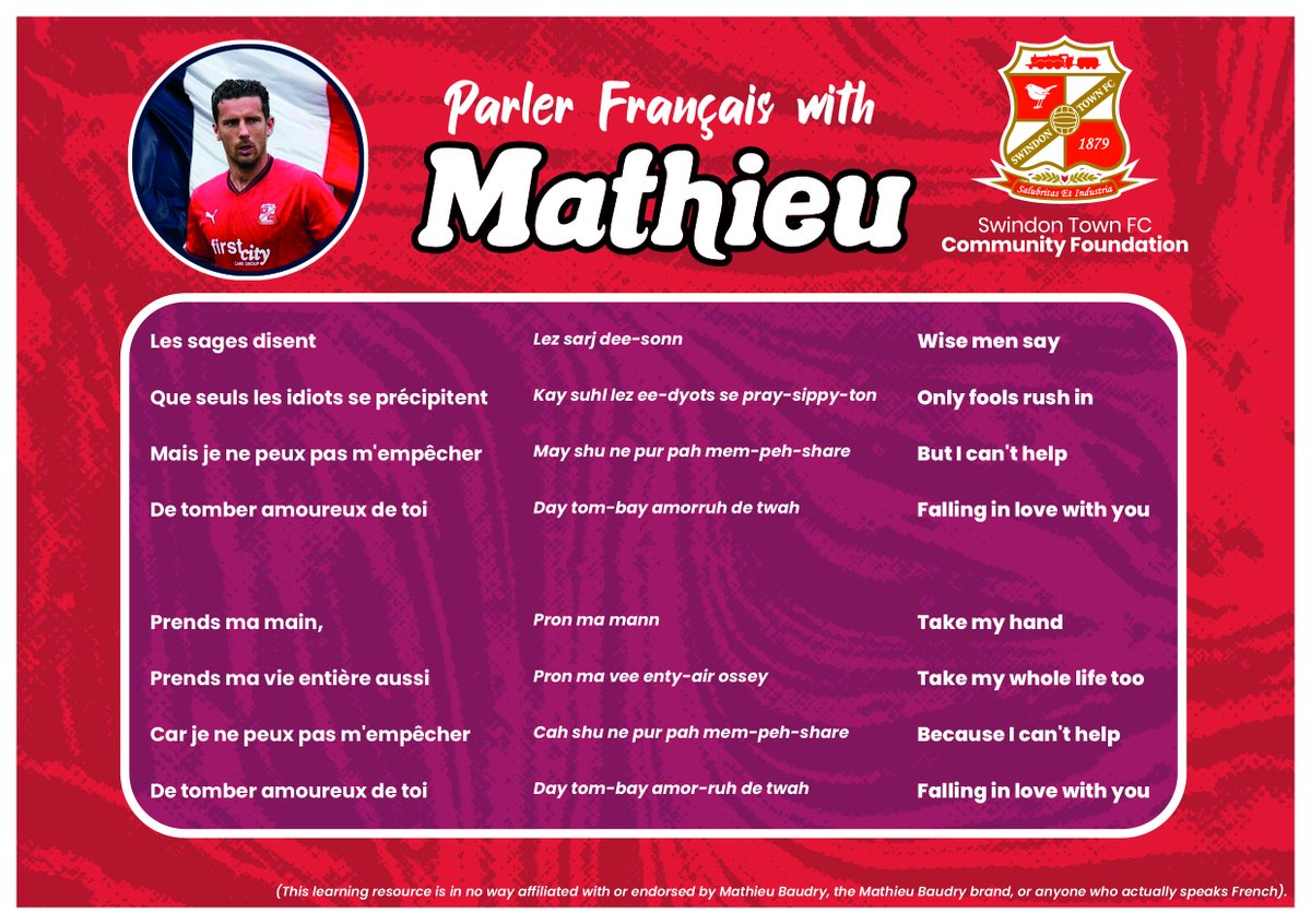 Today is #EuropeanDayofLanguages, so we've produced this learning resource inspired by STFC's own Havrais, Mathieu Baudry. 🇫🇷

Reckon we can get this going on Saturday?

🔴⚪️⚽️ #FierDêtreSwindon #OùLesGensComptent