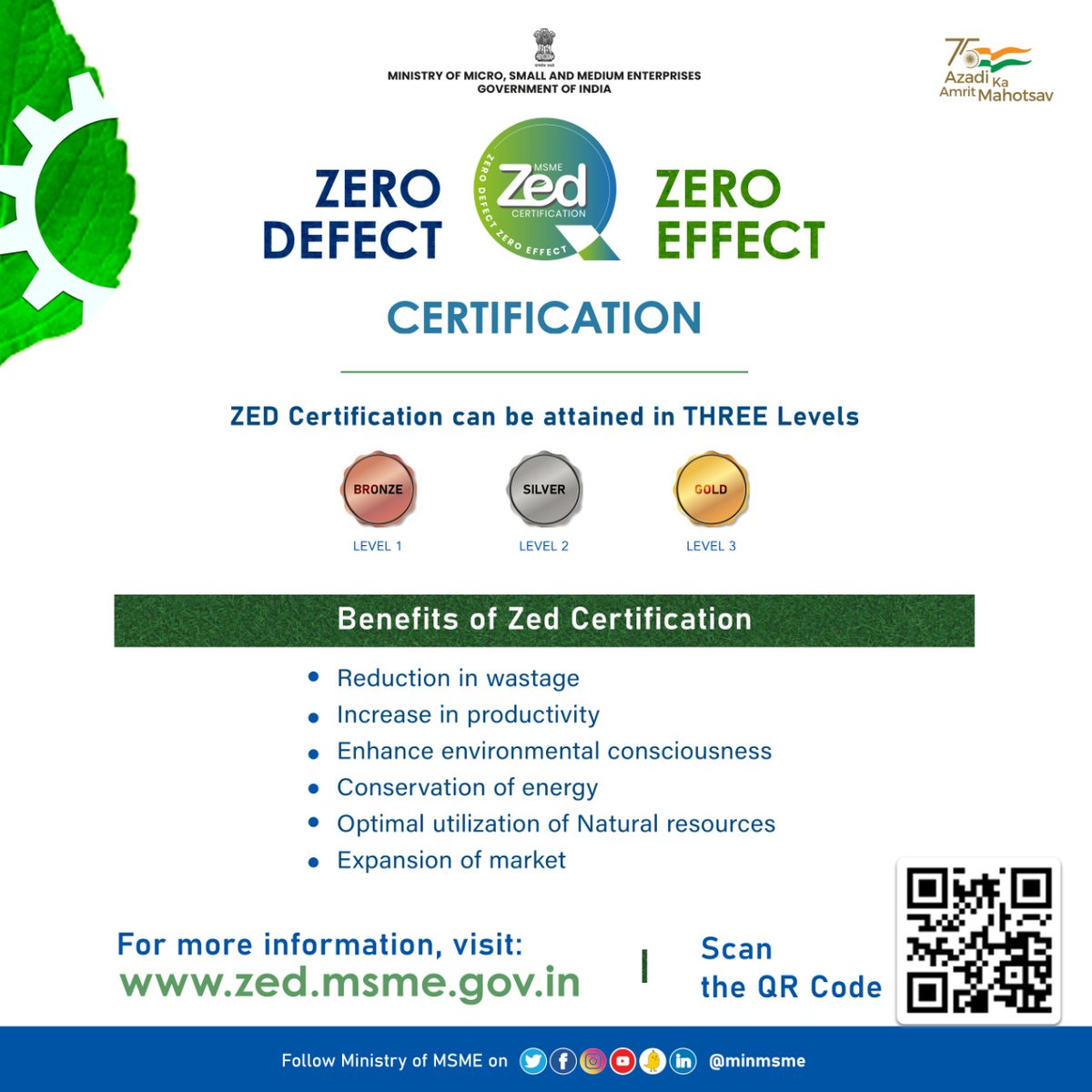 minmsme's tweet photo. Zero Defect, Zero Effect Scheme (Zed)
#apnayengeZed #MSME #ZEDScheme https://t.co/RUVtIj9Oa9
