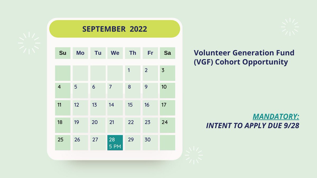 Submit our VGF Cohort Intent to Apply form (MANDATORY) by this Wednesday, 9/28 @ 5 PM: forms.office.com/r/kK0mhq3BFG
Learn more and view our Q&A recording/written responses: volunteernh.org/news-opportuni…

#VolunteerNH #NHFunding #NHNonprofit #NHNonprofits #VolunteerGeneration @AmeriCorps
