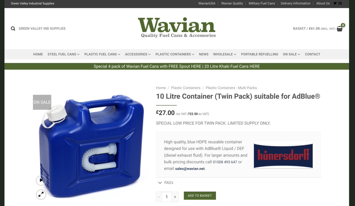 Save money on empty AdBlue container when you buy 2 or more... jerrycans.co.uk/product/10-lit…