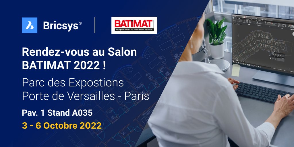 OctaveBricsCAD's tweet photo. We are less than a week away to #BATIMAT! Book your ticket today. @benoitfauchard will be showcasing #BricsCAD. Save the date for the #batimat2022 taking place on 🗓️ October 3rd- 6th at 📍Paris Expo   https://t.co/gwvHk7QNFq 

#CADsoftware #CADdesign #BricsCADBIM  #BIM #Bricsys https://t.co/BMyQP6Ech9