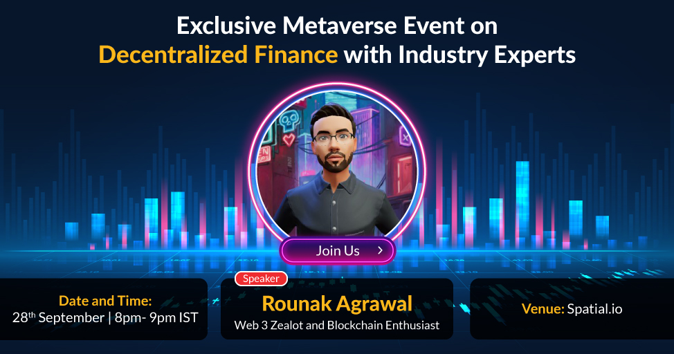 HexawareGlobal's tweet photo. The potential of #blockchain is creating a stir in the new world order. How is it impacting the field of finance? Explore the nuances of Decentralized #Finance in an exclusive #Metaverse event. Register now! https://t.co/87NSopDuqb
#metaverseindia #meetupcommunity #DeFi https://t.co/Bs4oGXerbo