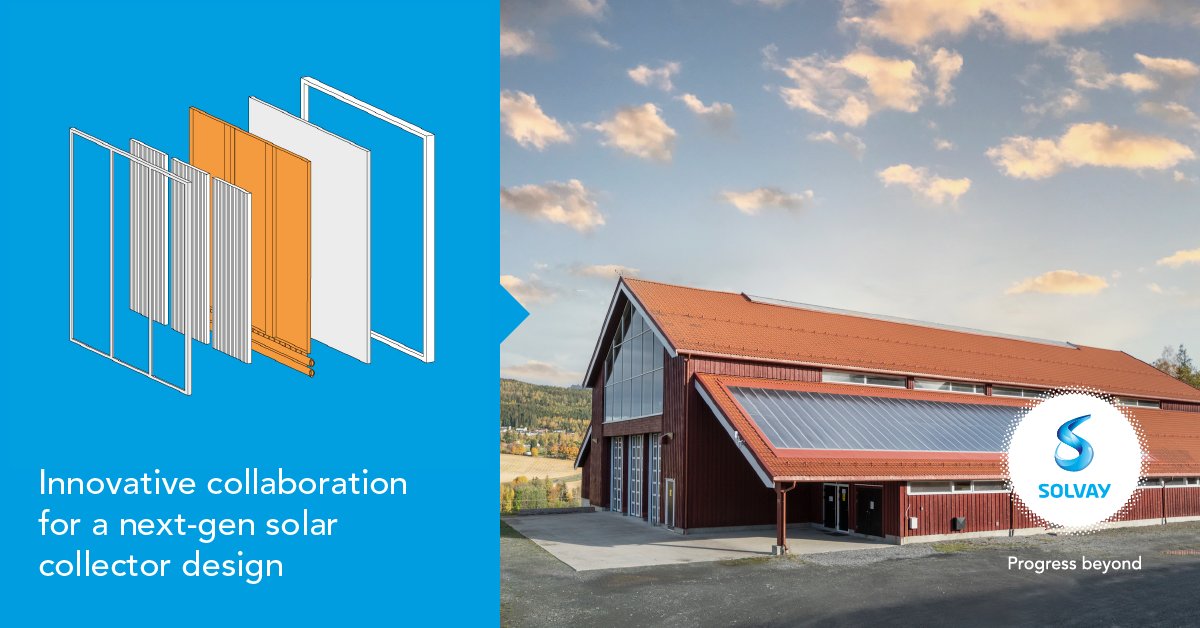 SolvayGroup's tweet photo. We've partnered with Inaventa Solar o develop a next-gen #solarcollectors design that promotes heat resistance, hydrolytic resistance and processability while enabling a lower carbon footprint. Discover more, or stop by Booth C61 in Hall 6 at #K2022. https://t.co/45NMIjs8SF https://t.co/u5E3uXnxTc
