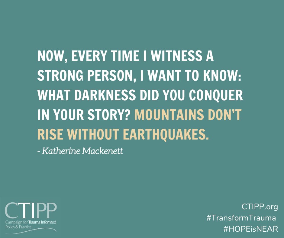 CTIPPorg's tweet photo. Now, every time I witness a strong person, I want to know: What darkness did you conquer in your story? Mountains don’t rise without earthquakes. 
– Katherine Mackenett

https://t.co/1XFymehW9e | #MondayMotivation #TransformTrauma #TraumInformed #HOPEisNEAR #Healing #Resilience https://t.co/RcR1WUhLVR