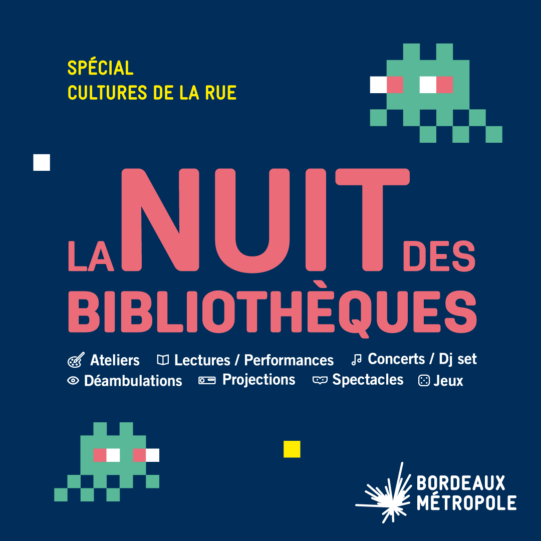 [Culture] Vous pensiez tout savoir des bibliothèques ? De jour comme de nuit, elles nous réservent bien des surprises. La Nuit des bibliothèques de la Ludo Médiathèque #cenon avec <a href="/BxMetro/">Bordeaux Métropole</a>:  samedi 1er octobre dès 17h, pour des ateliers, spectacle, concert...