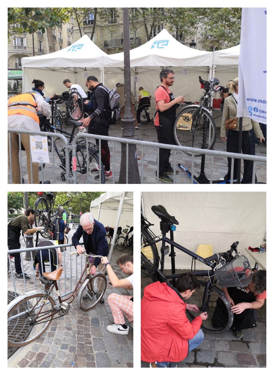 MonVeloEnSeine's tweet photo. Bonne route à Joseph, Florence, Mathieu, Marie-Laure et tous les autres visiteurs de notre stand. C’était un plaisir de vous aider à réparer vos vélos! Merci à Emma, Julien, Nathan, Gaëlle pour le coup de main. Et rendez-vous un mardi soir prochain pour un nouvel atelier! https://t.co/FCTEMvB6pW