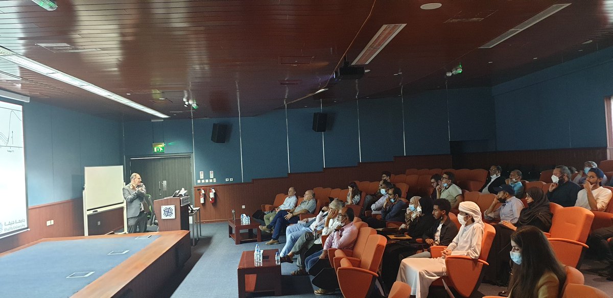 cpitsalidis's tweet photo. Prof Mauro Pereira, chair of Physics at @KhalifaUni giving an excellent talk, kicking off our Physics seminar series https://t.co/T5aDZdK4b4