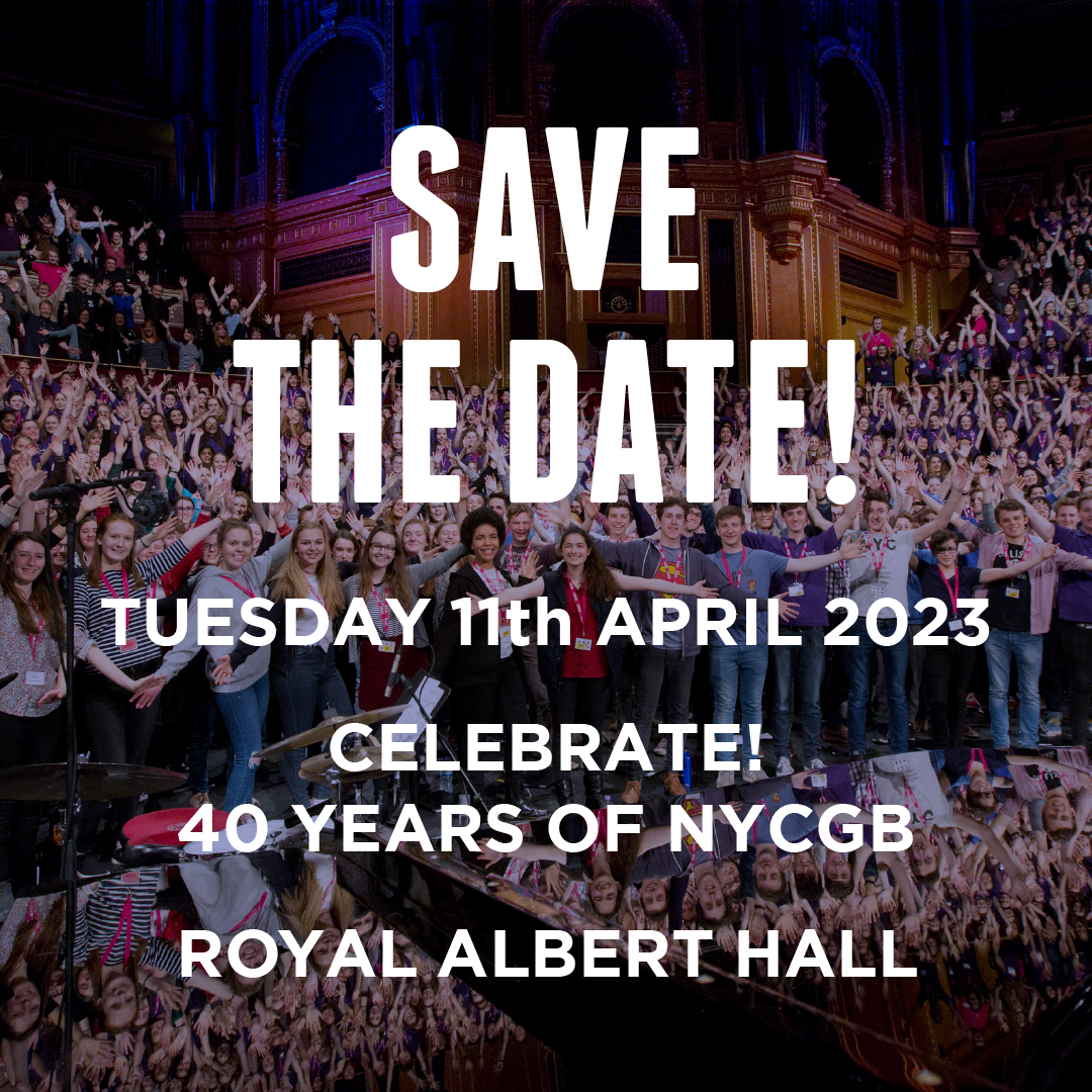 SAVE THE DATE 🗓️

Celebrate! 40 years of NYCGB at <a href="/RoyalAlbertHall/">Royal Albert Hall</a> on Tuesday 11th April 2023 📍

Watch out for details of how you can be involved and buy tickets soon.

See you there! 🎂 🪩 🎉 #NYCGB40

@nycgbalumni @nycgbfellowship @nycgbcomposers