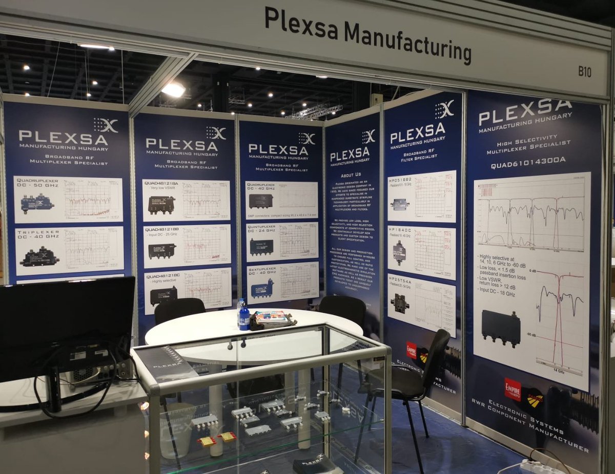 plexsa's tweet photo. We are ready at booth B10 of this year's European Microwave Conference exhibition in Milan. Ask us for a demo of one of our specialist #broadband #RF #multiplexers and filters. We will surprise you with what our technology can do! 

#eumweek #eumw #eumw2022 https://t.co/M4lMqlLc3D