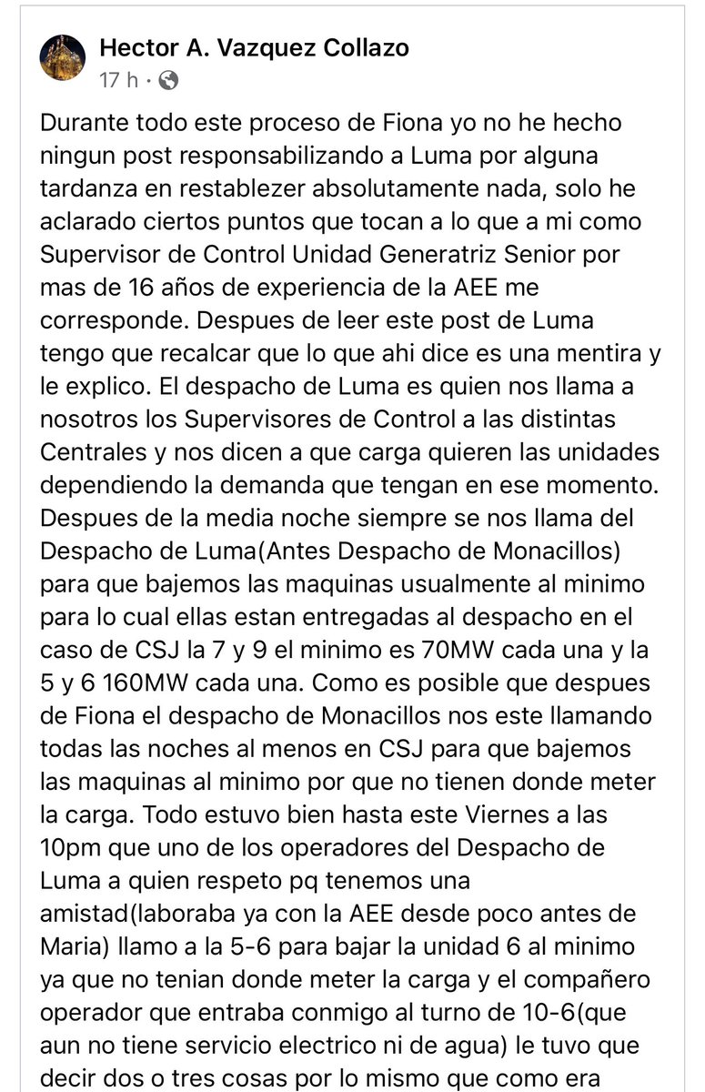 jaramilloutier's tweet photo. Lean con calma y detenimiento. Otro de los que juegan directamente desde las Centrales Generatrices desmintiendo a Luma nuevamente. https://t.co/mjsZyDewXa