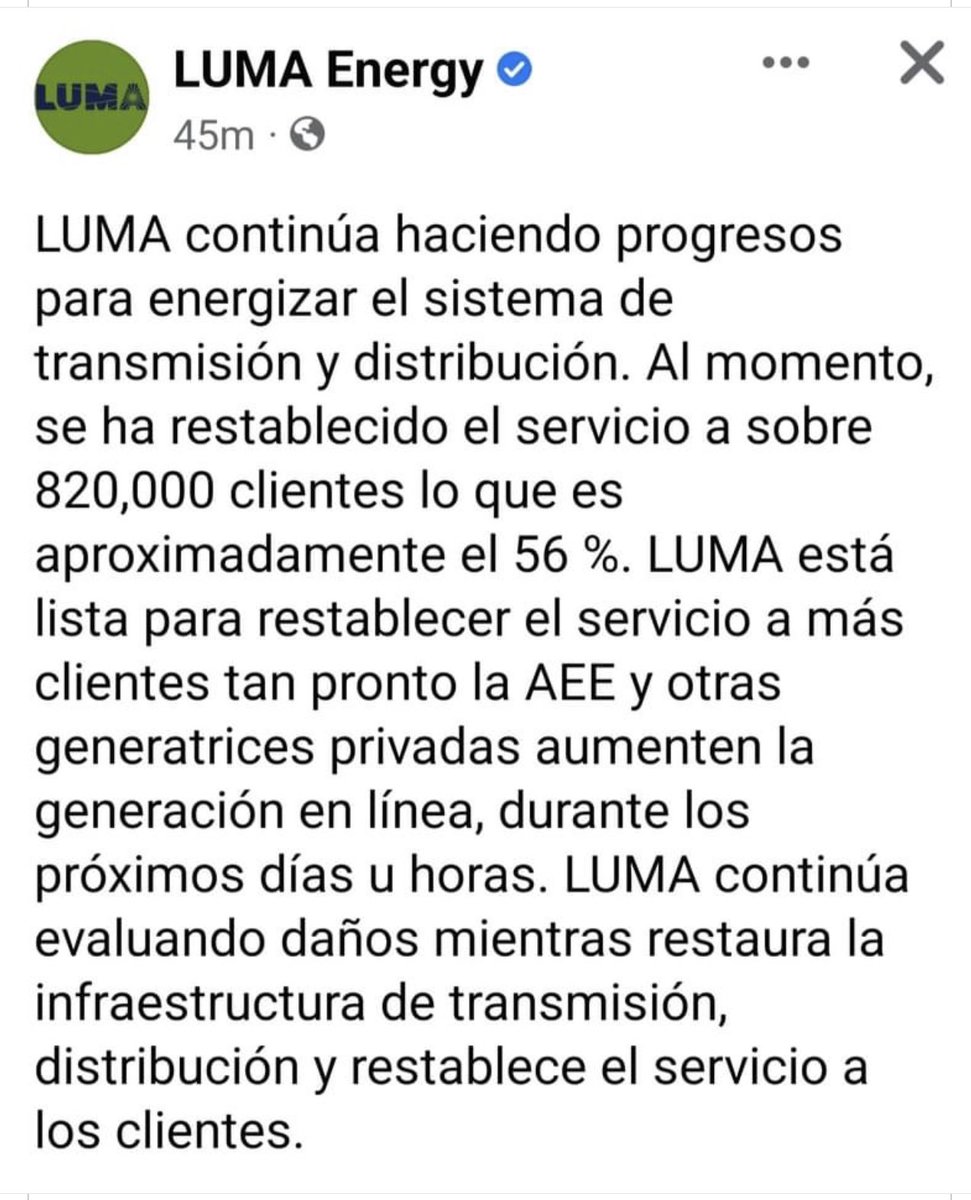 jaramilloutier's tweet photo. Lean con calma y detenimiento. Otro de los que juegan directamente desde las Centrales Generatrices desmintiendo a Luma nuevamente. https://t.co/mjsZyDewXa