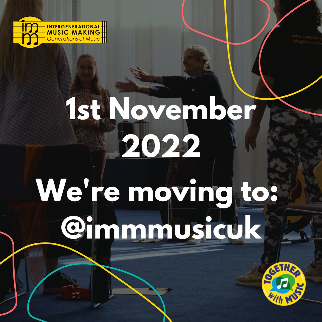 We are moving over to our main account: <a href="/IMMmusicUK/">Intergenerational Music Making</a> 

Together with Music is one of IMM's main programmes, and sits within a wider range of programmes and projects that focus on intergenerational music making. 

Give us a follow &amp; stay updated on Together With Music!

#music