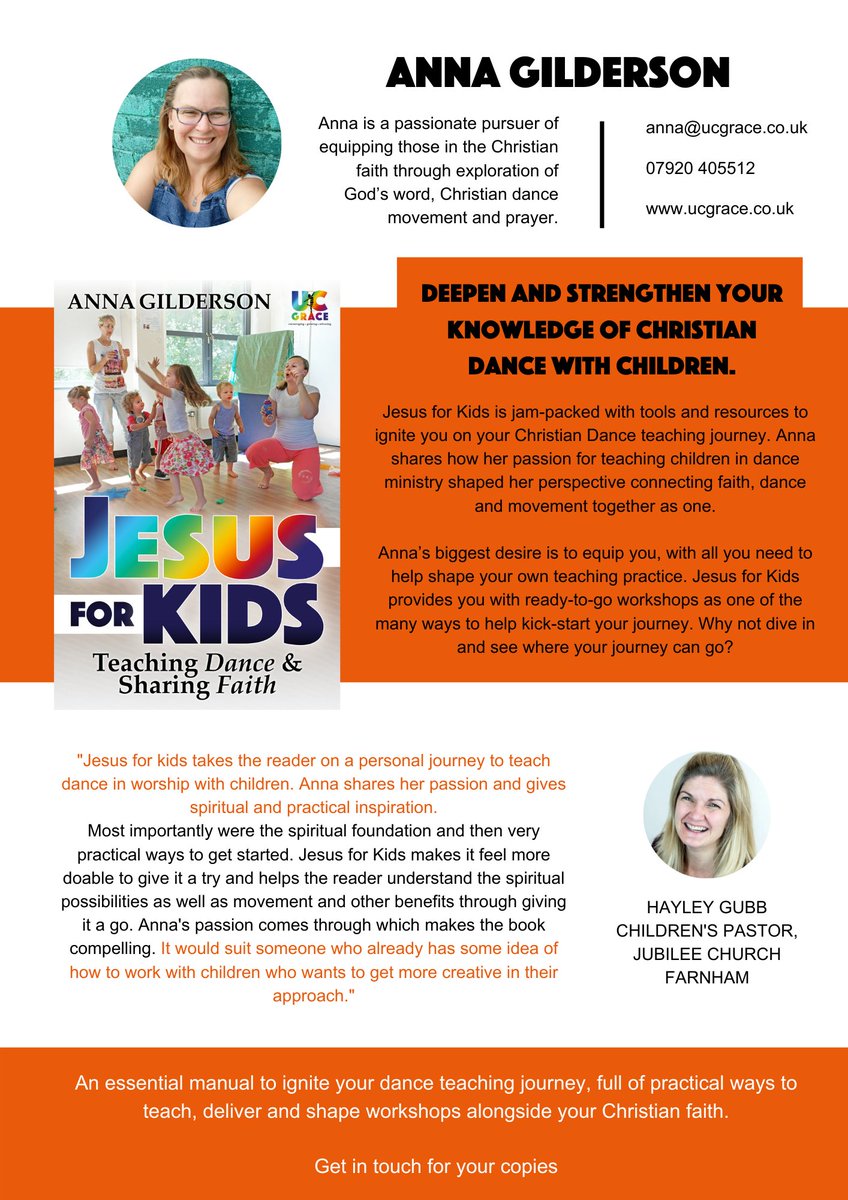 Our books provide the primary opportunity to begin exploring #christiandance and how it can help strengthen and deepen your #faith. Enjoy #teaching and working with #children? Check out 'Jesus for Kids: Teaching Dance and Sharing Faith' 
Get your copy here ucgrace.co.uk/books/jesus-fo…