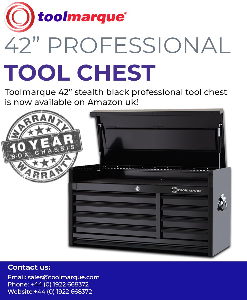 toolmarque's tweet image. Our 42" professional #tool chest in stealth black is available on #Amazon!
A great storage solution to keep your tools safe with its barrel-coded lock and additional workspace with the lift latch pull-out drawer.
Listing: amazon.co.uk/dp/B09FQ89CD6?…
Website: toolmarque.com