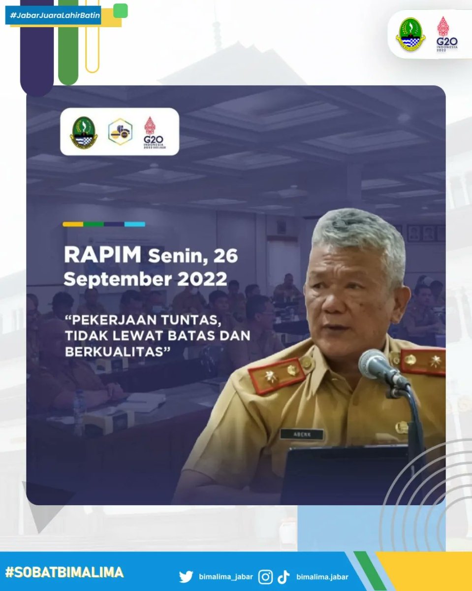 bimalima_jabar's tweet photo. Rapat koordinasi internal
@ridwankamil
#jabarjuara #jabarsehatlahirbatin #dbmprjabar #infrastruktur #infrastrukturuntuknegeri #bimalima #kegiatanlapangan #tasikmalaya #banjar #ciamis #pangandaran #kuningan #JabarJuara #BimaLima https://t.co/NAA0P8lmjs