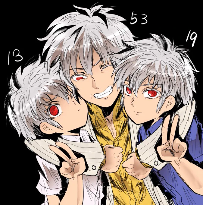 #赤木しげる追悼
#赤木しげる追悼2022

過去絵で失礼します!
AS設定アカギ3世代は13と19は互いにブラコン。13は53のことが嫌いな設定(自分絵) 