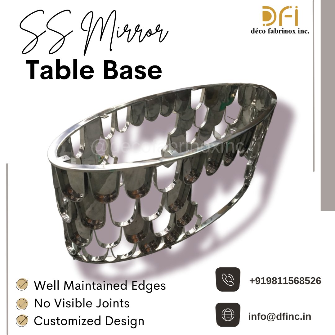 DecoFabrinoxInc's tweet image. Looking for a Customized Table Base? Introducing Our New Mirror Finished Stainless Steel Table Base 🍾📂

Contact Us ☎: +919811568526
Email: info@dfinc.in

#metaltablebase #tablebase #tablebases #tablebasedesign #tablebaselegs #antiquebrass #antiquebrasshardware