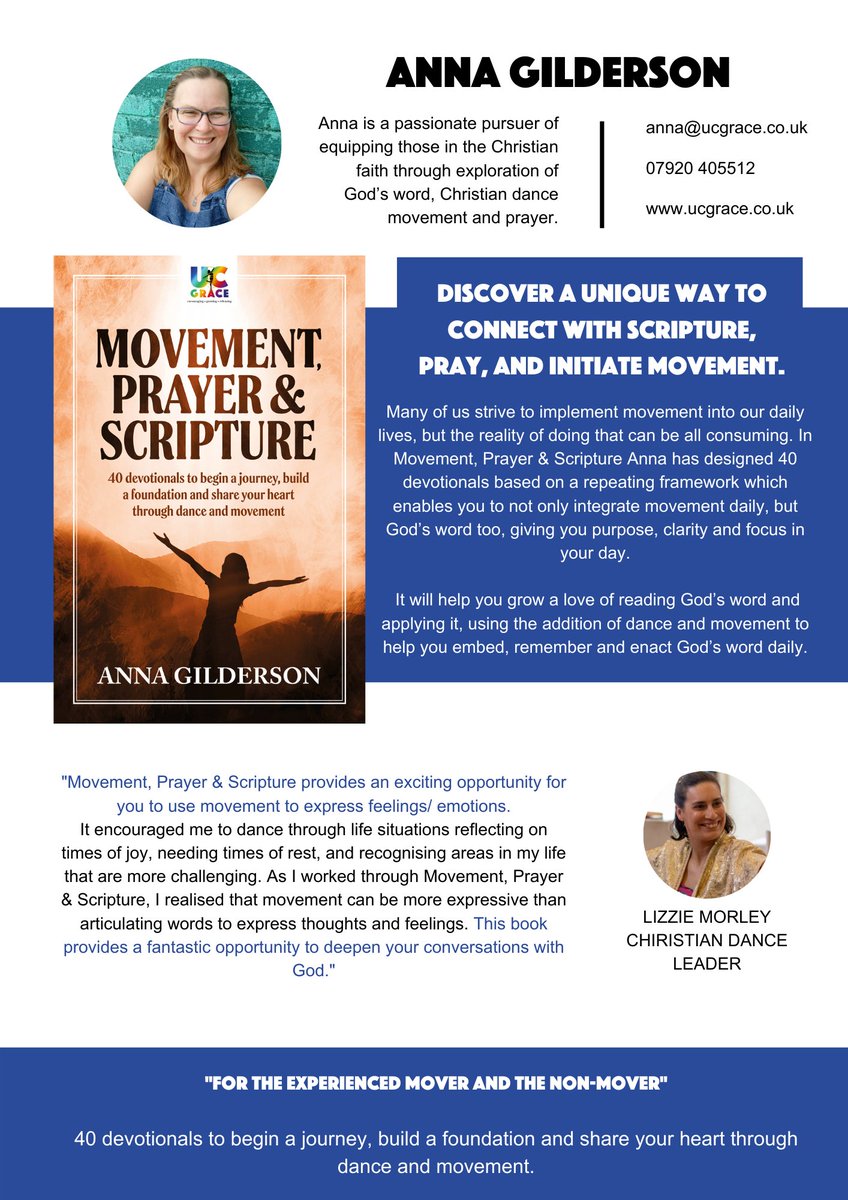 Our books provide the primary opportunity to begin exploring #christiandance, #prayer #movement and how it can help strengthen &amp; deepen your #faith. Tentative &amp; want to explore at your own pace? Check out 'Movement, Prayer &amp; Scripture'.
Get your copy here ucgrace.co.uk/books/movement…