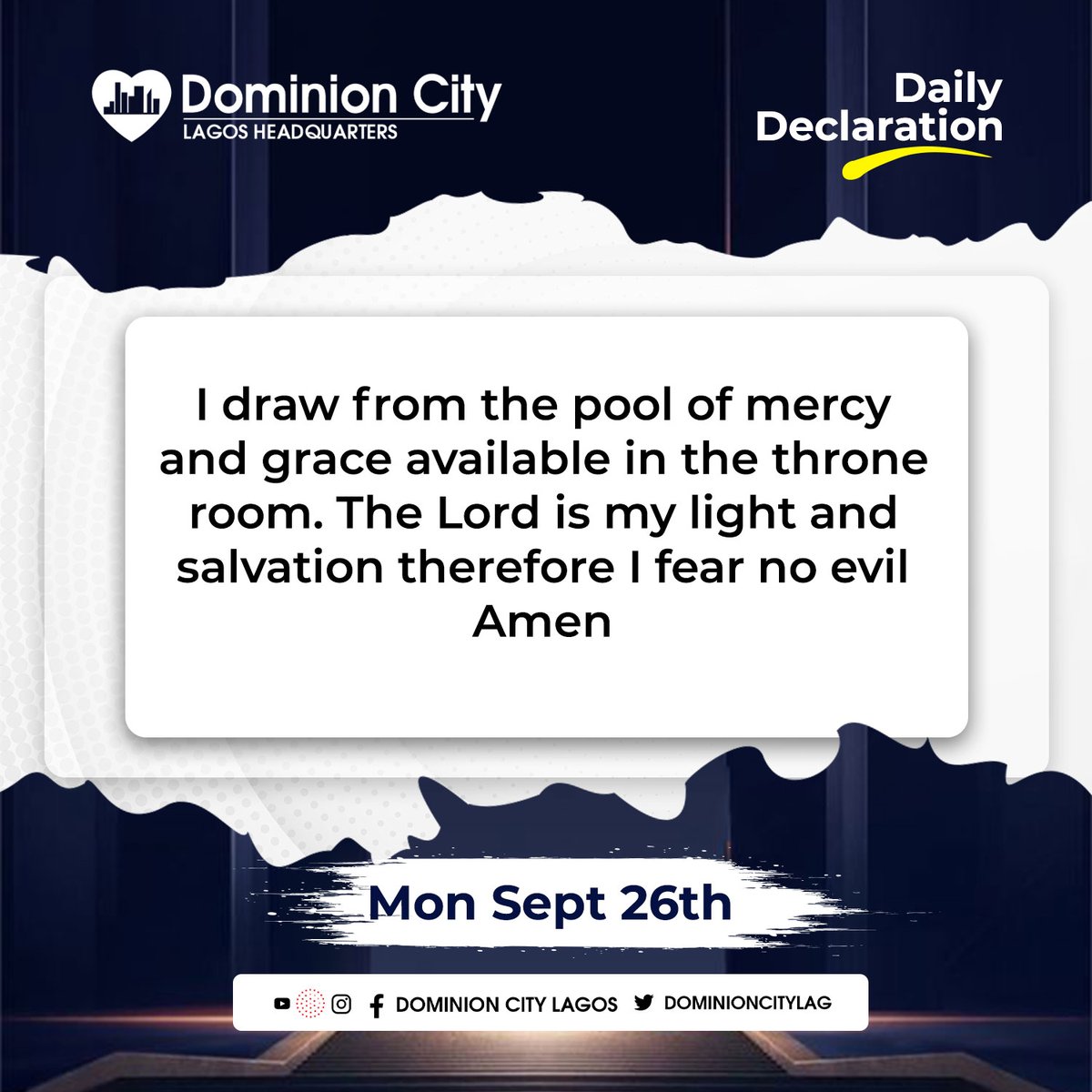 dominioncitylag's tweet photo. The Lord is your light and your salvation!!!
#DominionCity
#DCLagosHQ
#DailyDeclarations
#DCDeclares https://t.co/qQ8qdOMiFm
