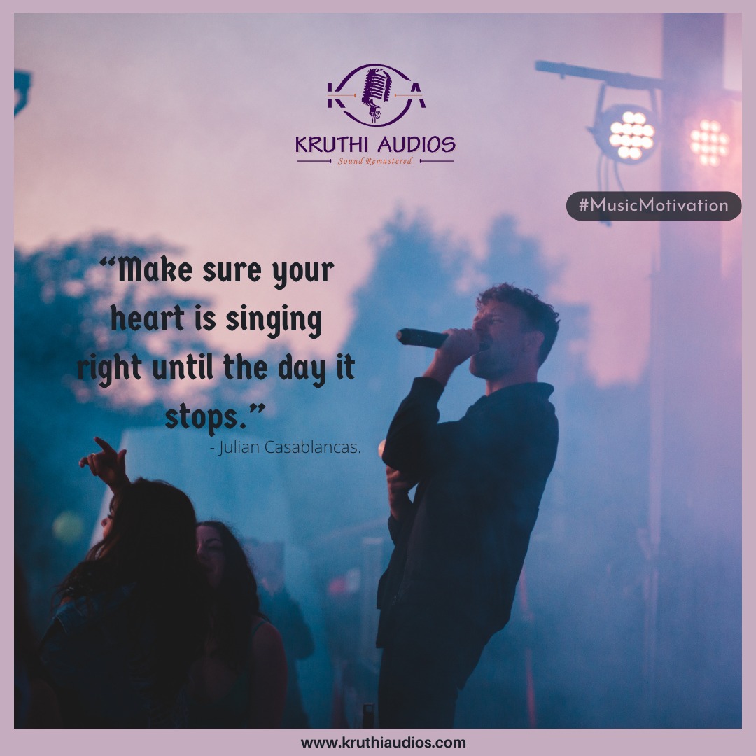 KruthiAudios's tweet photo. "Make sure your heart is singing right until the day stops." - Julian Casabiancas.
#MusicMotivation #SingingMotivation #musiclove #musiclover #singerslife #music #musicmakers #bestrecordingstudio #musicstudio #singersspotlight #singers #KruthiAudios https://t.co/J188ugNDqj