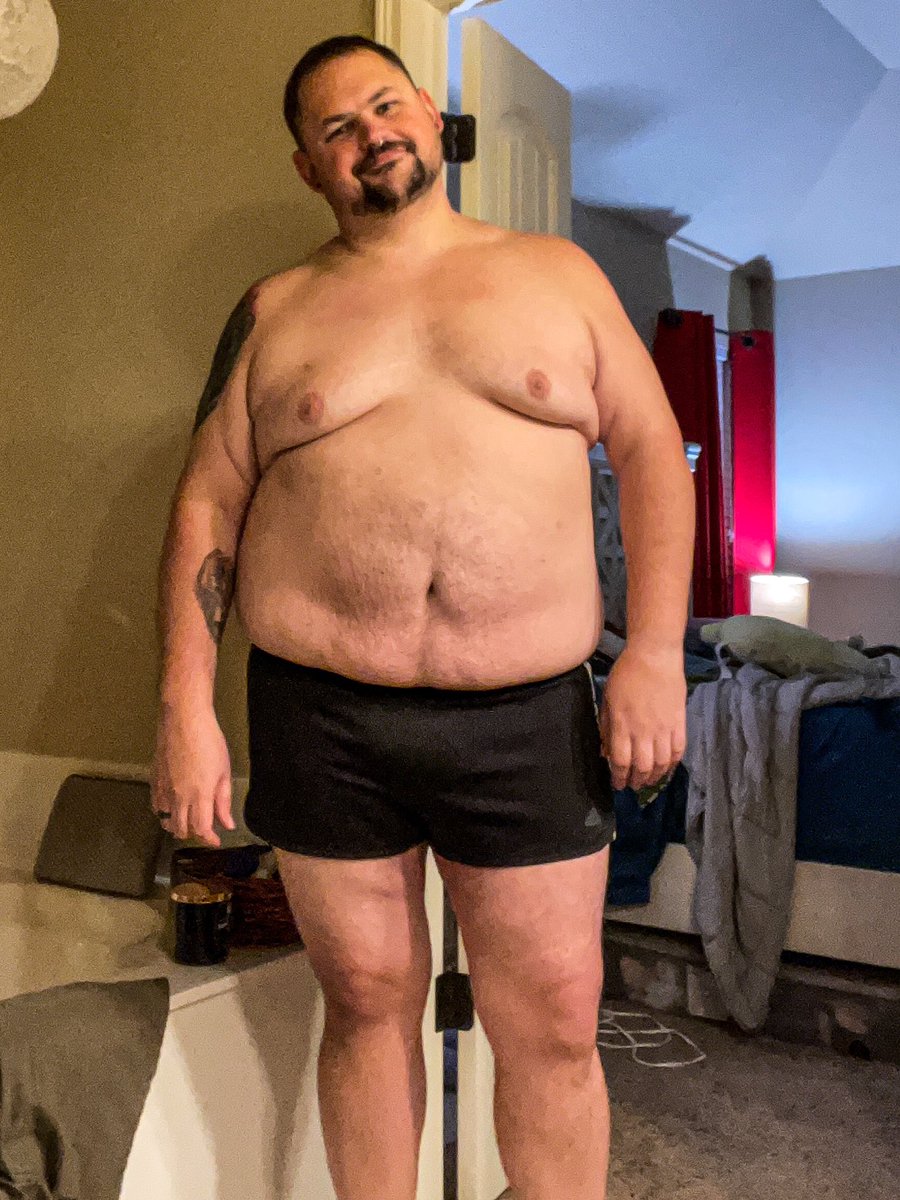 StoryBear14's tweet photo. Got to spit roast my best friend with my boyfriend and let me tell you… life’s fucking cool right now. But here’s some pics of me in my wife’s booty shorts cause I woooork them 😈. #bear #bi #bibear #pan #panbear #chub #beard #bisexual #pansexual https://t.co/Swk4CGT79B