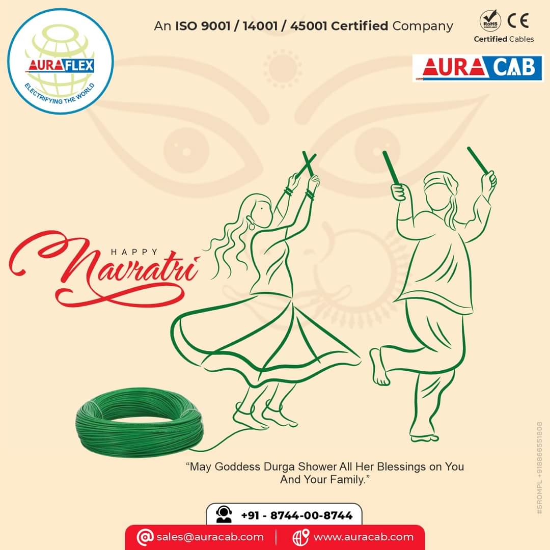 auracabcables's tweet photo. 🌐 https://t.co/CQWEZXJhtb
📞 +91-8744-00-8744
.
#happynavratri #navratri #navratrispecial #garba #navratri2022  #AuracabEnergisingGujarat #AuracabEnergising #wires #cables #electricalsafety #housewire #firesafety #shortcircuit #industrialwire #wireandcables #srompl #india https://t.co/MddDMLAPlN