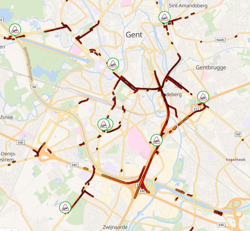hajobeeckman's tweet photo. Wie met de auto vanuit de zuidrand Gent in wil, heeft het vanmorgen niet onder de markt. 

#B401 +30 min (werken)
#N60  +30 min tot Zwijnaarde
#R40   +30 min van Dampoort tot 
            Heuvelpoort https://t.co/7CNupa2ZNF