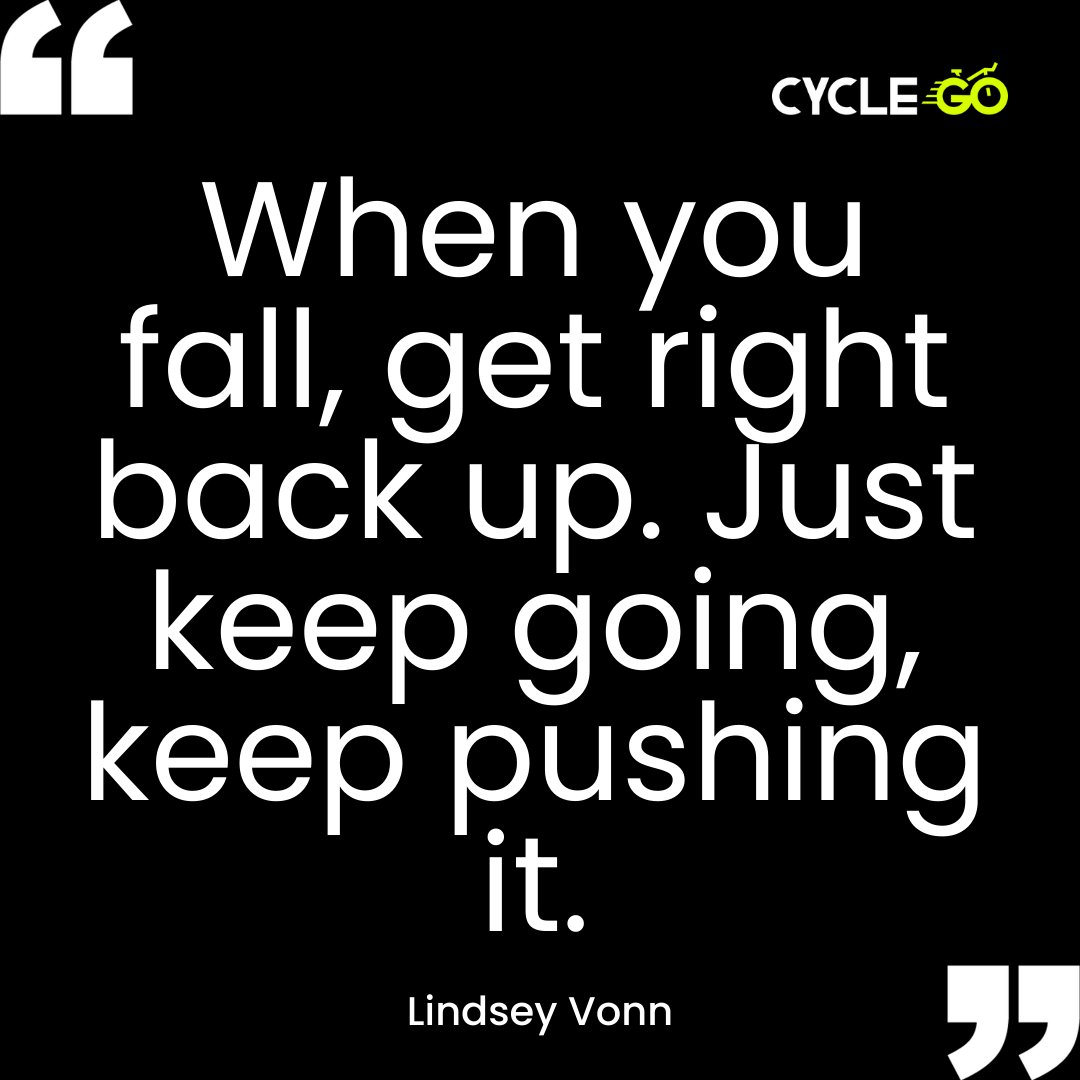 CycleGoApp's tweet photo. We all fall down sometimes. Whether you fell off your bike or fell out of your routine, get right back up. #cyclego #cyclegoapp #lovecycling #LindseyVonn #indoorcycling #spinning #indoortraining #gymathome #behappy #indoorfitness #indoorworkout #gymmotivation https://t.co/ypcATRgguE