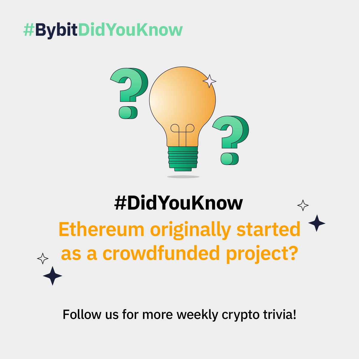 Bybit_Official's tweet photo. โจ How๏ฟฝ๏ฟฝs that for a kickstarter? Read more about The Merge here:
๐ Just goes to show that in the crypto space, if you dream it, you can achieve it!
๐ Follow us for more weekly crypto trivia! #DidYouKnow #ETH #BTC #TheMerge #Ethereum #BybitDidYouKnow https://t.co/1xRoI5tJSi