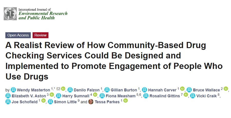 HRBdrugslibrary's tweet photo. [Open access review] International Journal of Environmental Research and Public Health: A realist review of how community-based drug checking services could be designed and implemented to promote engagement of people who use drugs. https://t.co/0F4bt3TWKx https://t.co/Ilhw6y1RJQ