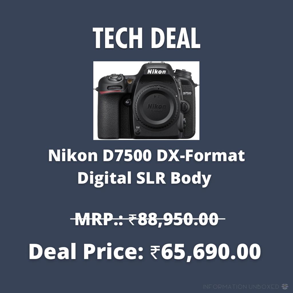 InfoUnboxed's tweet photo. Nikon D7500 DX-Format Digital SLR Body
MRP: ₹88,950❌
➡️Deal Price: ₹65,690
➡️Link:https://t.co/noYbR2v9Eu
#deals #bestdeals #todaysdeals #discounts #amazondeals #amazondiscounts #camera #bestcamera #DSLR #BestDSLR #NikonDSLR #Nikoncamera #Photography #photographer #photos https://t.co/9FyHDhWrYJ