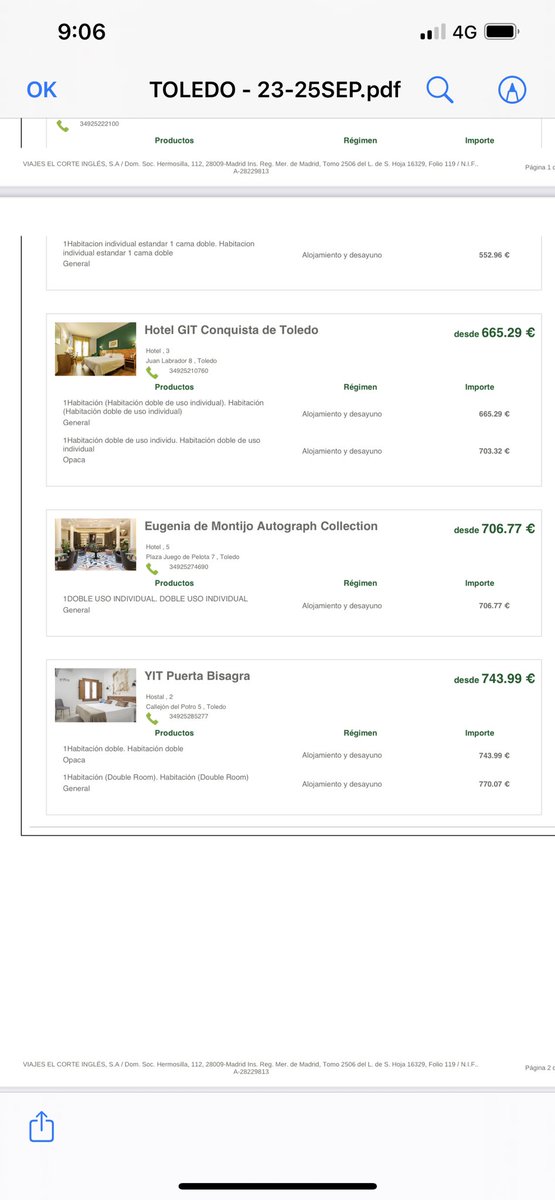 AsuncionFerri's tweet photo. @EPCLM @Celia40738318 @GardeJulian @uclm_es El problema del alojamiento también afecta a los estudiantes que vienen a cursar algún postgrado. En Toledo, el precio de los alojamientos sobre todo en fin de semana, a veces, es prohibitivo. Aquí os dejo una captura de una reserva por 2 noches, ¿estamos locos o qué?!!!!: https://t.co/ZnbM7oEzux