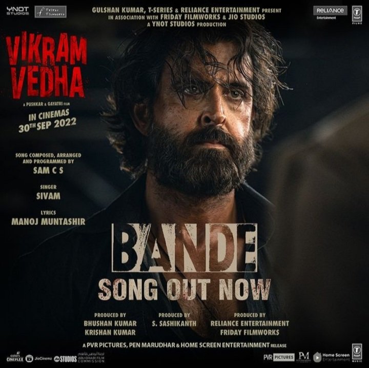 roh_itxobsessed's tweet photo. #BANDE SONG OUT NOW!!🤩♥️
.
.
Vikram Vedha Releasing In Theaters Worldwide On 30th Of September!!🥳🤍 https://t.co/0gEI4NIfc8