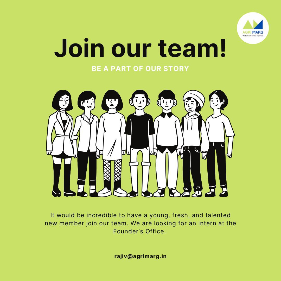 agri_marg's tweet photo. Intern for Founder's office.
#Hiring #HIRINGNOW #HiringAlert #agriculture https://t.co/EgLF3FMItj