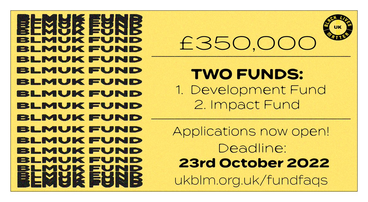 In 2020, we raised 1.2 million in funds through donations. In 2021, we distributed £170,000 to groups supporting Black communities. We are excited to announce that we are redistributing a further £350,000 and that applications are now open! ukblm.org/about-the-fund/