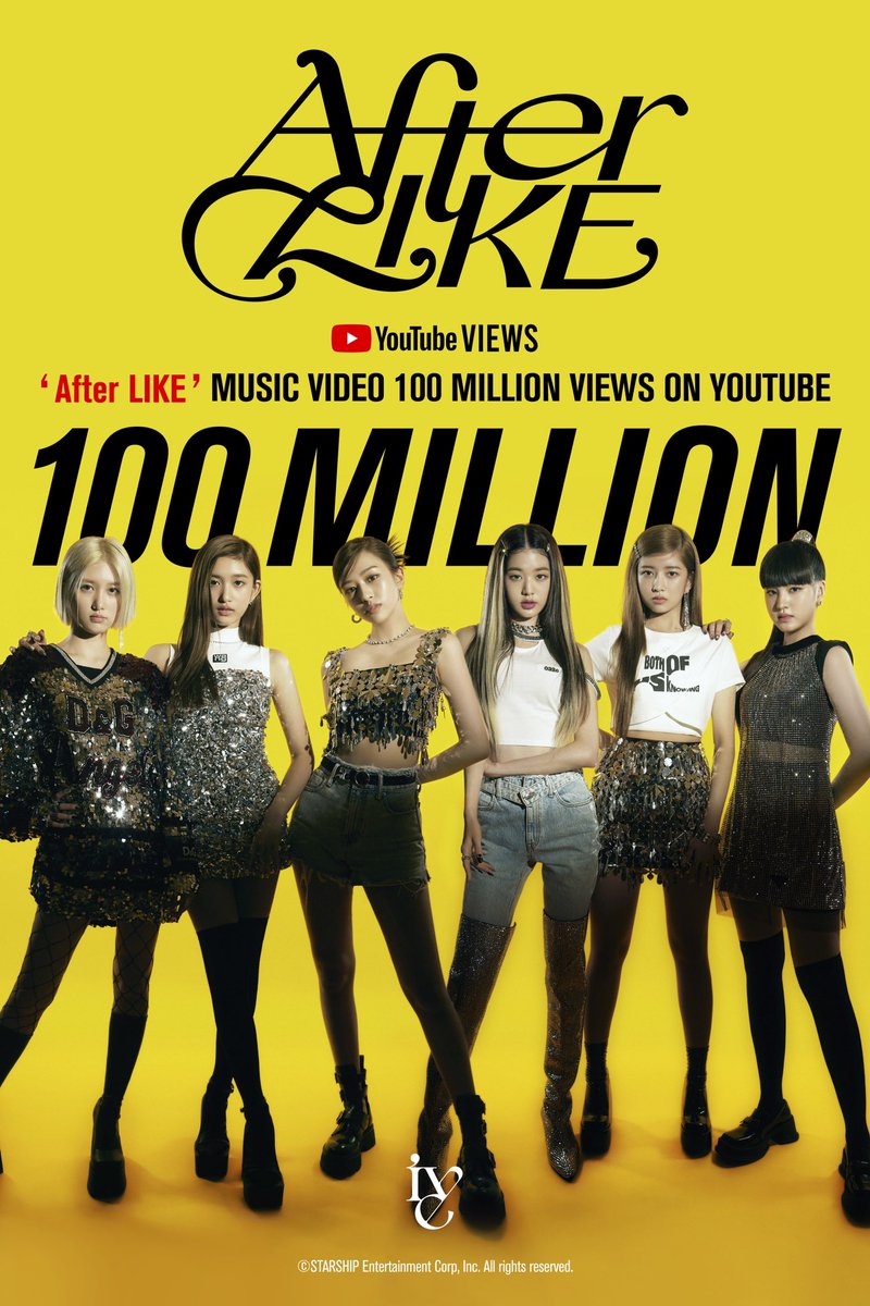 IVE
3rd SINGLE ALBUM
<After LIKE> MV
100 MILLION VIEWS ON YOUTUBE 

A big shout-out to DIVE for
'After LIKE' 100M views💝

youtu.be/F0B7HDiY-10

#IVE #아이브
#AfterLIKE #애프터라이크
#AfterLIKE100MILLION
#AfterLIKE100M
#100MILLION