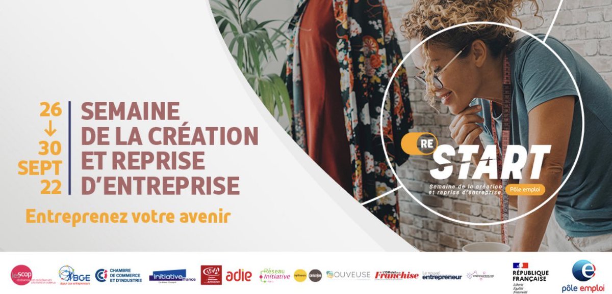 FTravail_NDIE's tweet photo. 🚀 C’est parti pour la semaine #Restart, du 26 au 30 septembre @pole_emploi et ses partenaires mettent en avant la création d’#entreprise. 
Des événements sont organisés partout en France dont en #Normandie➡️ https://t.co/ZWmPFEWKY1 https://t.co/mAglKvTVX8