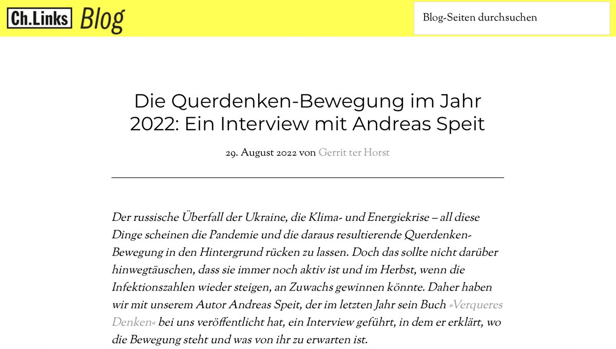 AndreasSpeit's tweet photo. Im Juni 2021 erschien #VerqueresDenken erstmals beim @ChLinksVerlag. Die 3. Auflage ist seit März 2022 im Handel. Mit Gerrit ter Horst sprach ich über die aktuellen Entwicklungen von #Antimoderne über #RoheBürgerlichkeit bis #UkraineKrieg. @Aufbau_Verlag. https://t.co/yv5opiECK3 https://t.co/oNfsfSO9mG