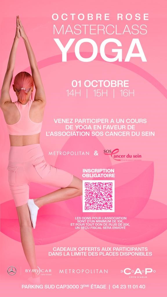 UPE_06's tweet photo. Le METROPOLITAN SPORT CLUB & SPA et MERCEDES BYmyCAR vous proposent des séances de YOGA pour Octobre Rose au bénéfice de l'association SOS Cancer du Sein le 1er OCTOBRE 2022
🎟https://t.co/vXqatgJtvg
#yoga #octobrerose #metropolitanclub #mercedes #association https://t.co/QpTnbT0RGZ