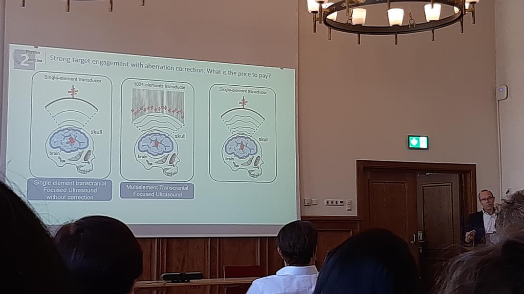 HSiebner's tweet photo. How can we secure and measure target engagement with low-intensity TUS ? - Jean-Francois Aubry is setting the stage at #fun2022. https://t.co/ucVjIt950S