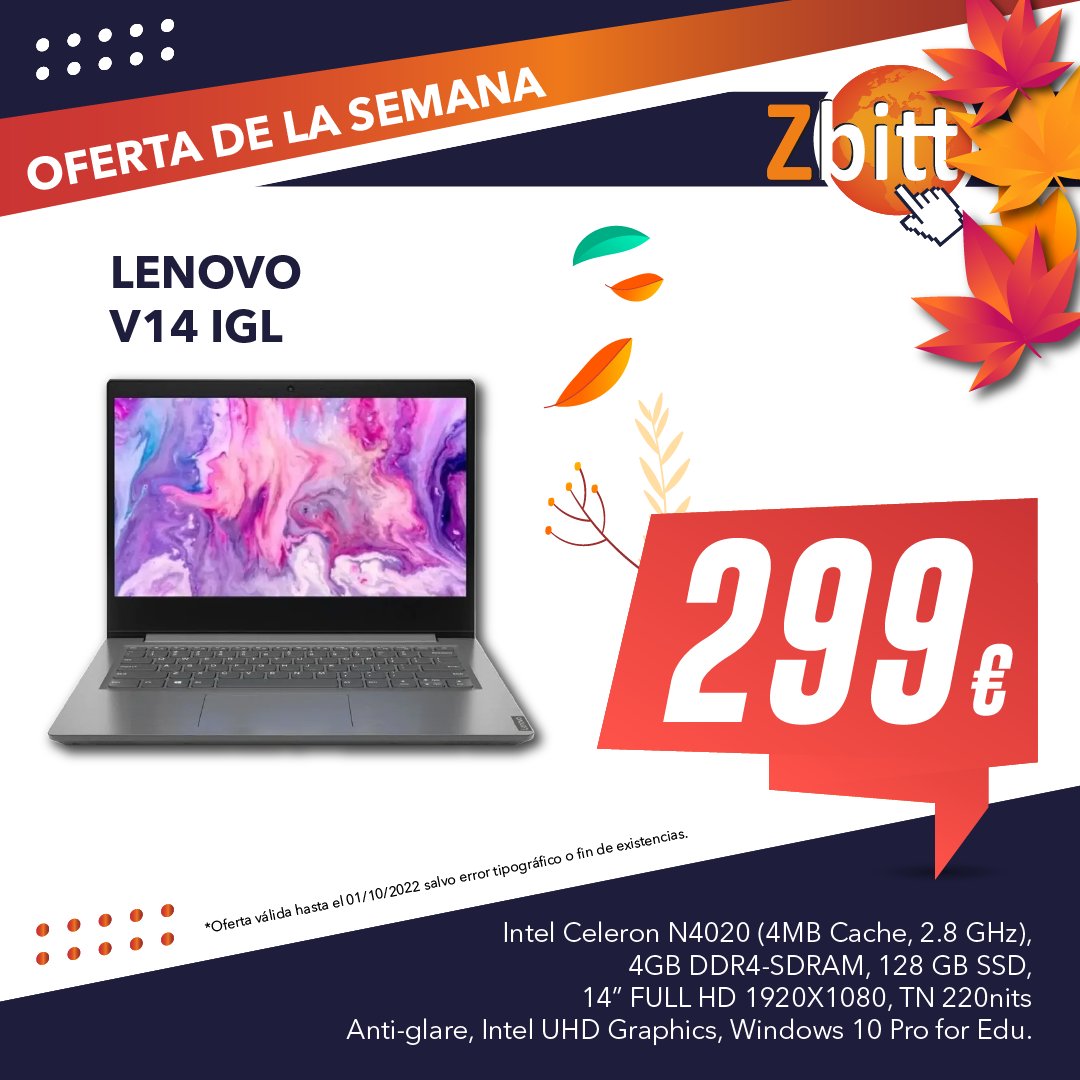 zbitt1's tweet photo. 🔝OFERTAS SEMANALES DE PORTÁTILES🔝
Válidas del 26 de septiembre al 1 de octubre.
#zbitt #informática #NuevasTecnologías #OfertasSemanales #comercioonline #comerciolocal #gaming #portátiles #impresoras #teclados #consumibles #oficina #monitores #mobiles #smartphone #hardware https://t.co/8VlsOnSiDW