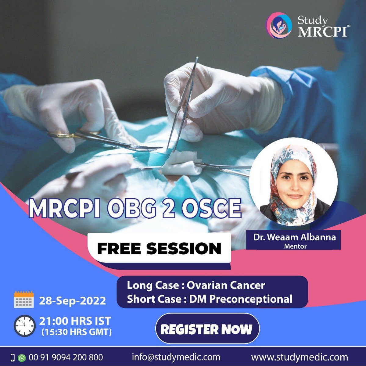 Study_MEDIC's tweet photo. MRCPI OBG-2 OSCE Aspirants
Get ready for a FREE SESSION
Register
https://t.co/kaxRWAINT2
Download StudyMEDIC Mobile App
Android: https://t.co/cbAAAOUAoy
iOS: https://t.co/DuKmcN0xKB
#StudyMEDIC
#StudyMRCPI
#MRCPI #MRCPIpart2OBG #MRCPIobgpart2OSCE #MRCPIpart2exam #DrWeaam https://t.co/I4hNmbckQO