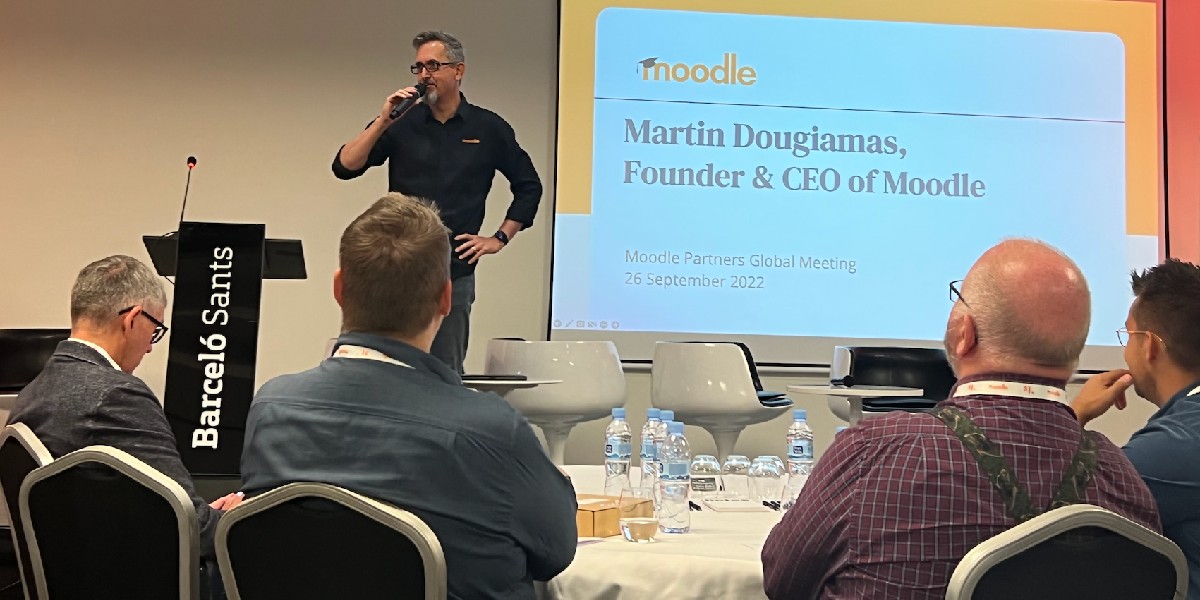 moodle's tweet photo. Our 2022 MoodleMoot Global Certified Partners Day kicks off with a presentation from our CEO and Founder, Martin Dougiamas. #MootGlobal22 https://t.co/6qrSaC3orw