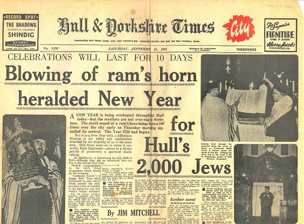 For #RoshHashanah here's a report of how Jewish New Year was marked in Hull in 1963 - front page news in the Hull &amp; Yorkshire Times, tho' the language used is rather of the period [C DJC/2/2/12/10]. 
<a href="/SeeTheTreasures/">Hidden Treasures</a> <a href="/Hull_Museums/">Hull Museums</a> <a href="/hull_libraries/">Hull Libraries</a> <a href="/HalfBlitz/">The Half Life of the Blitz on Hull</a>