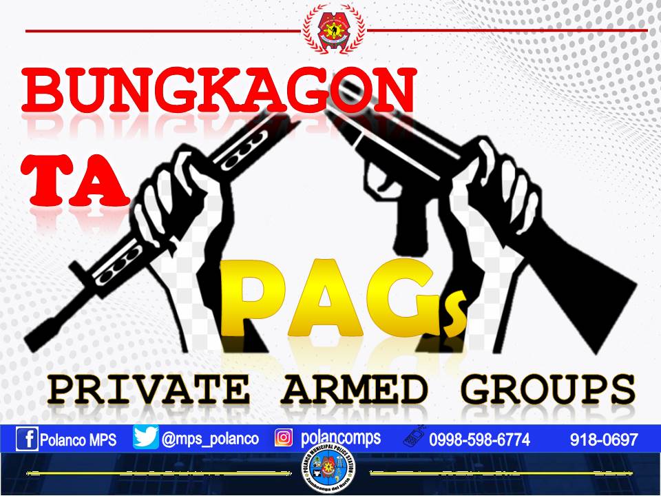mps_polanco's tweet photo. BUNGKAGON TA
PRIVATE ARMED GROUPS (PAGs)
#Lifeisbeautiful
#KaligtasaNyoSagotKo
#TulongTulongTayo
#MMKequalsK
#LigtasBalikEskwela
#PNPKakampiMo 
#TeamZNPPO 
Area Police Command-Western Mindanao                   
PNP Police Regional Office 9 https://t.co/GwnlswNZDB