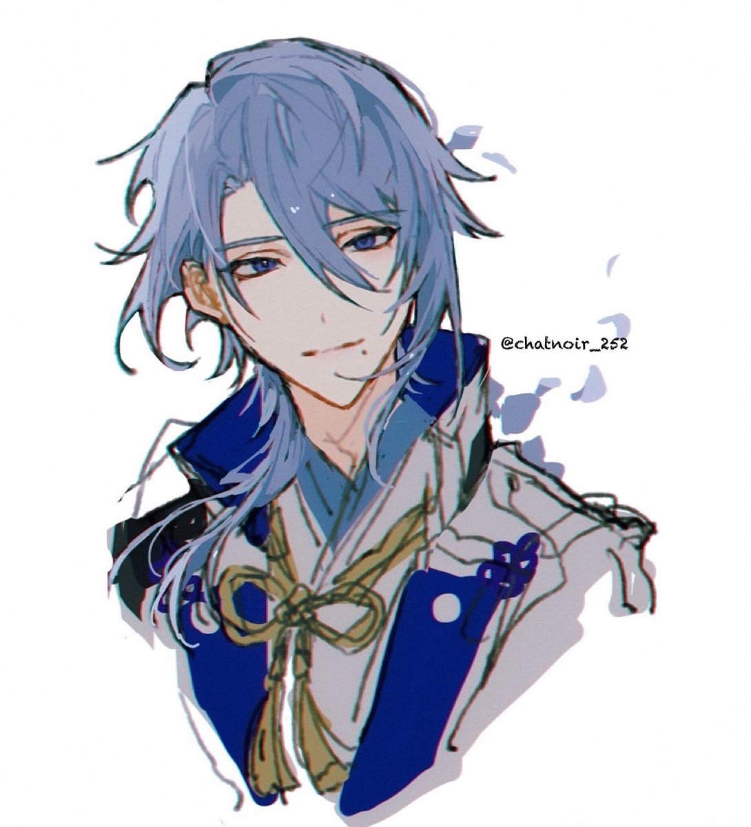 kamisato ayato 1boy mole under mouth male focus solo mole blue hair twitter username  illustration images