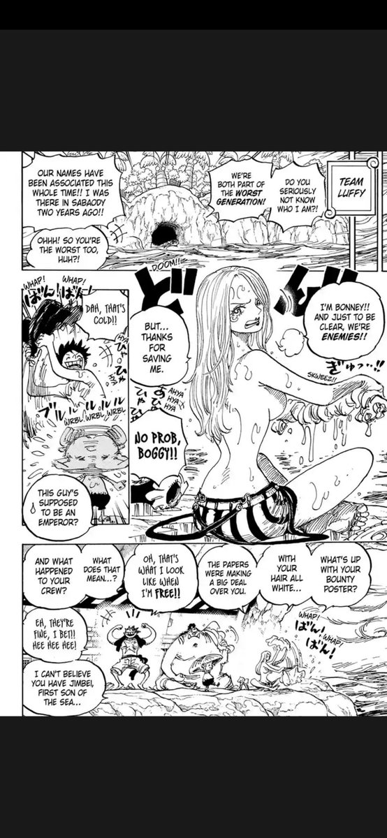 coolmangapages's tweet photo. nothing like a full page topless panel to make a character rapidly rise in popularity 😂

#bonney #ONEPIECE1061 https://t.co/DwYyy7Ufje