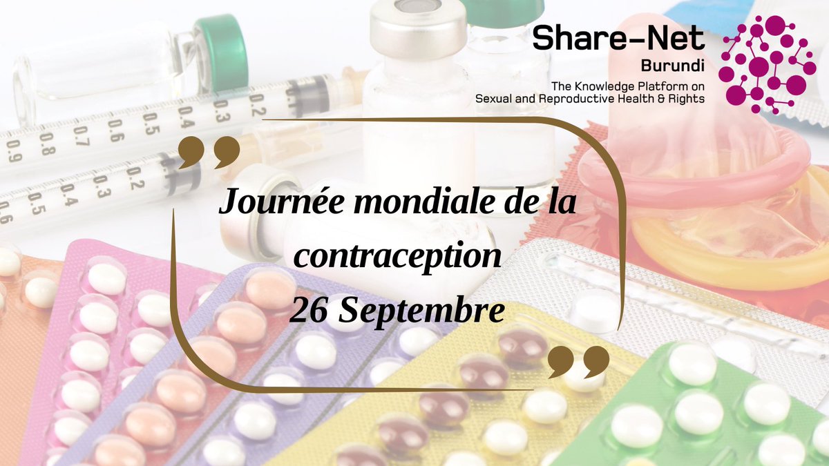 sharenetburundi's tweet photo. Aujourd’hui marque #WorldContraceptionDay. Selon @UNFPA, « près de 257 millions de femmes qui souhaitent éviter une grossesse n’utilisent pas de moyens de #contraceptions modernes et sûrs. Parmi elles, 172 millions n’en utilisent aucun. »
Qu'en est-il du #Burundi?
#Abatwip https://t.co/m5liTRk1eW